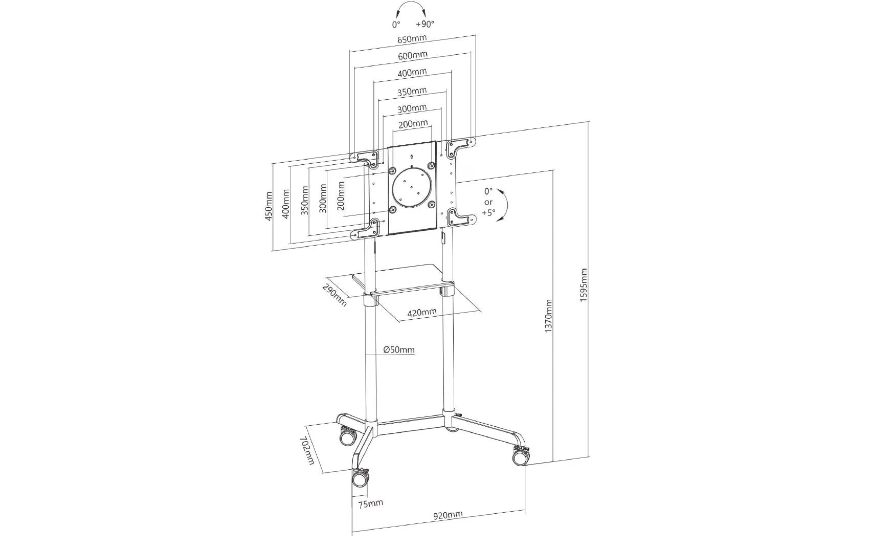 Audioraq TV-Trolley 37"-70" Weiss