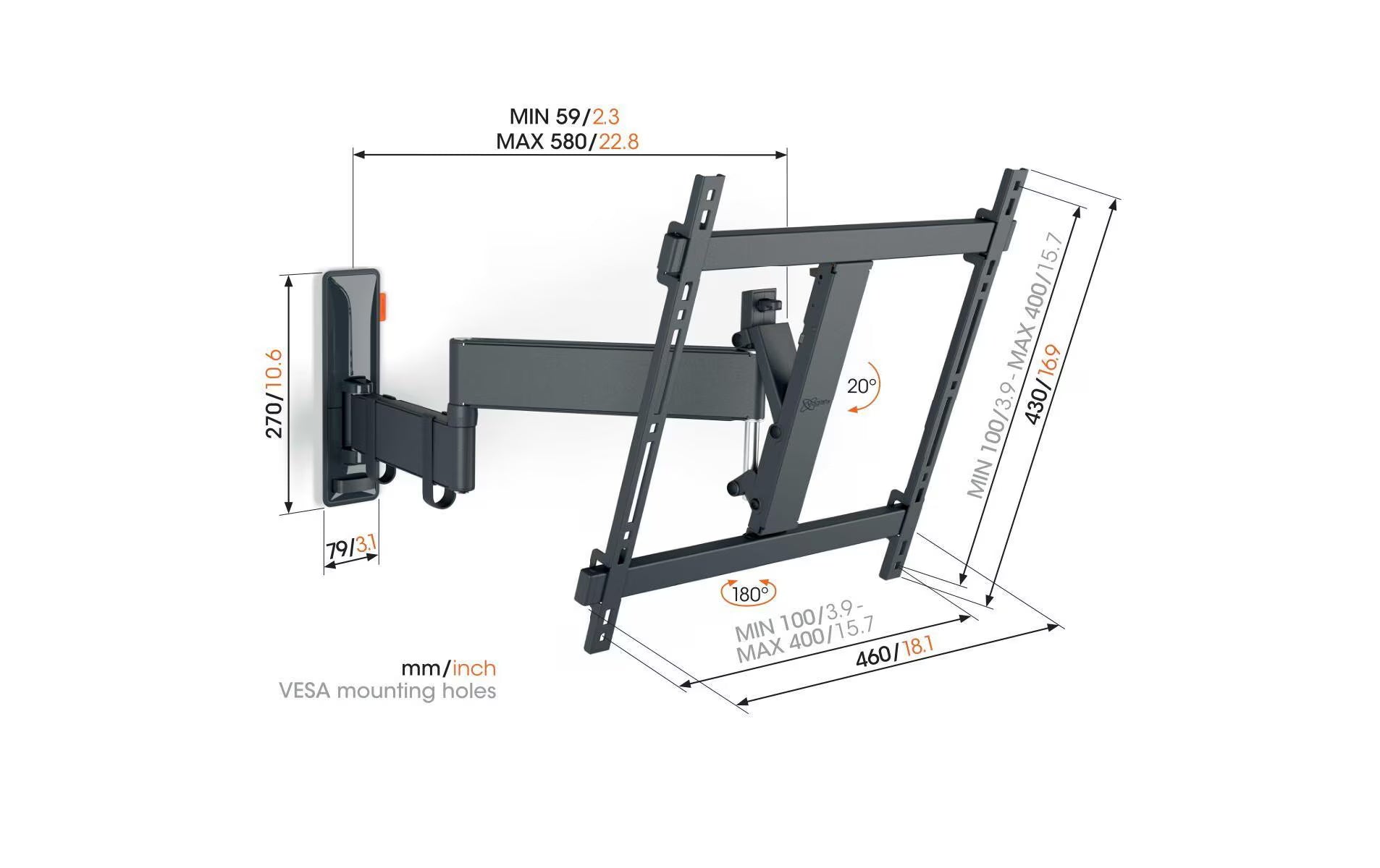 Vogel's Wandhalterung TVM 3445 Schwarz