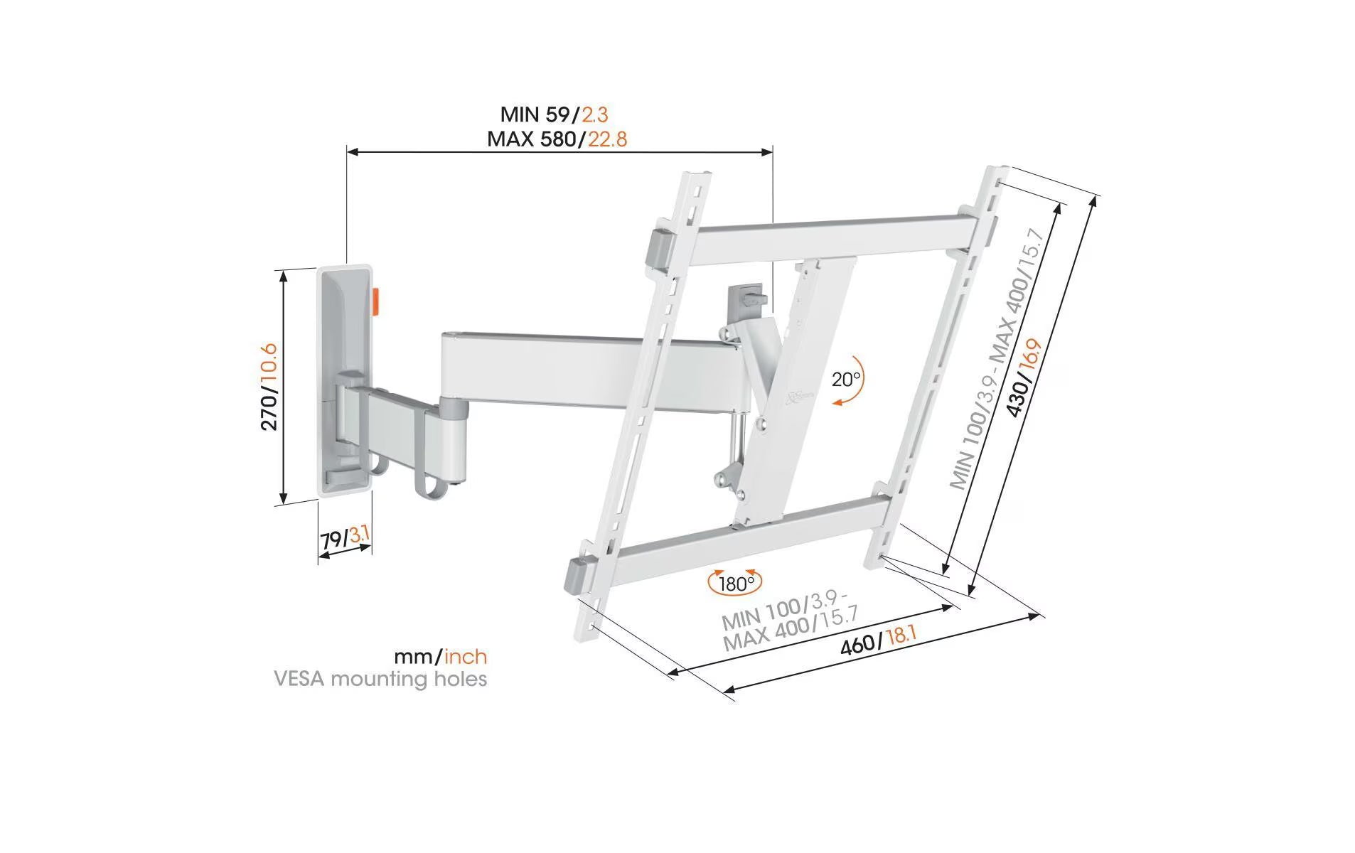 Vogel's Wandhalterung TVM 3445 Weiss