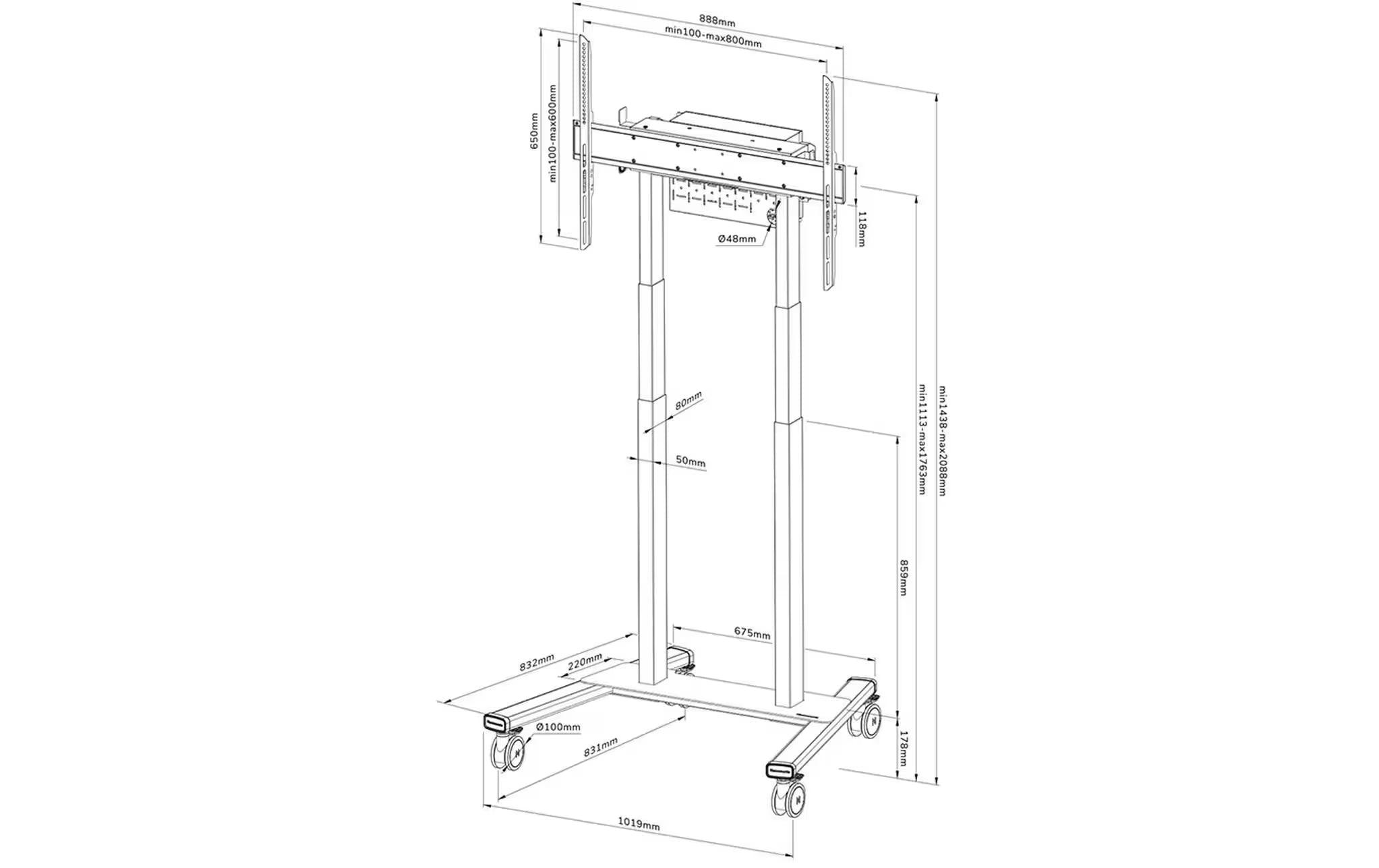 NEOMOUNTS TV-Trolley FL55-875BL1 Schwarz