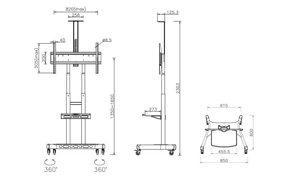 Multibrackets TV-Trolley Basic 180 Schwarz