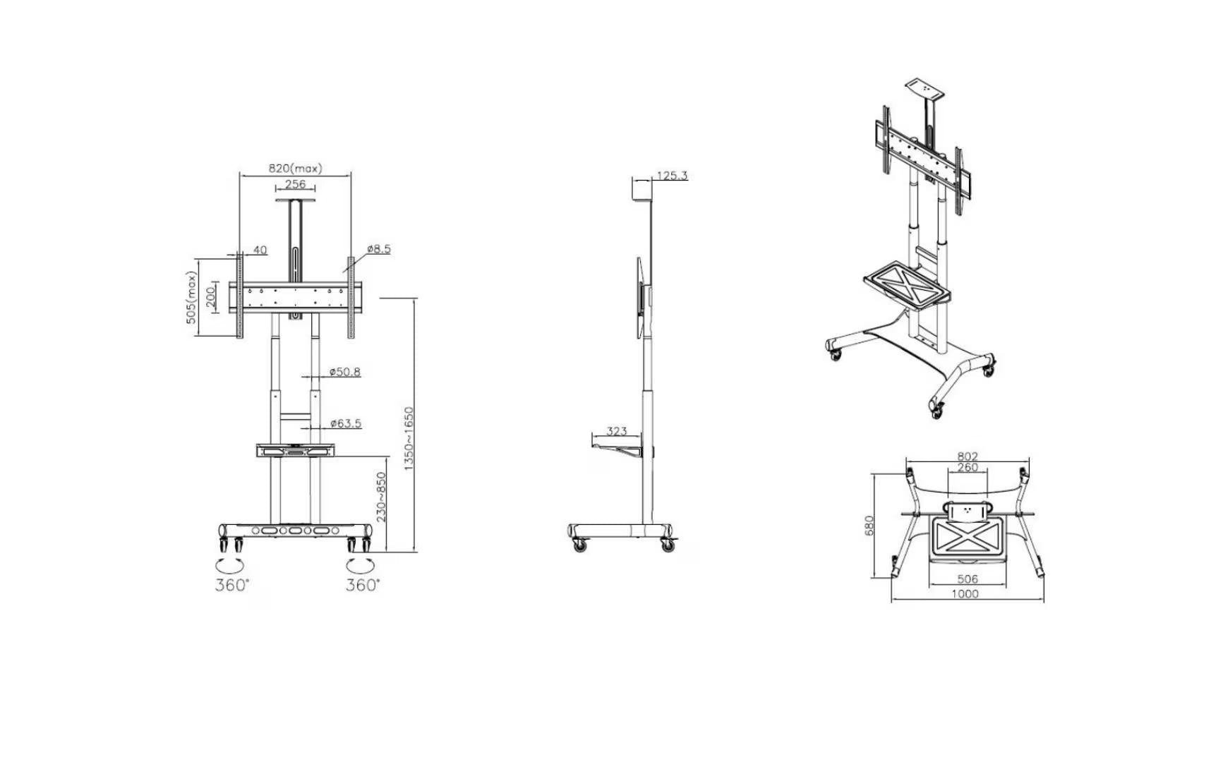Multibrackets TV-Trolley Basic 180 Schwarz