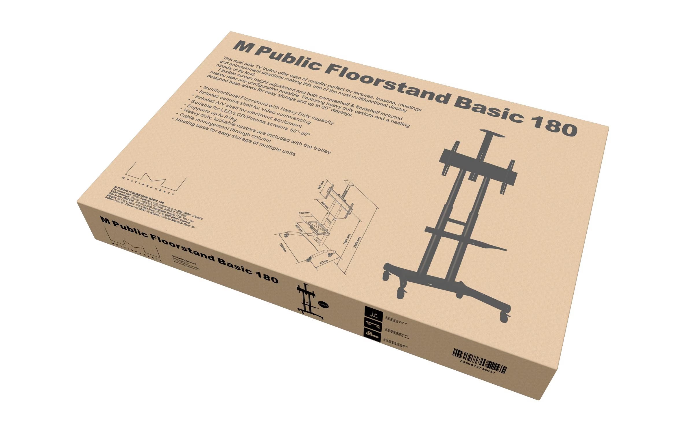 Multibrackets TV-Trolley Basic 180 Schwarz