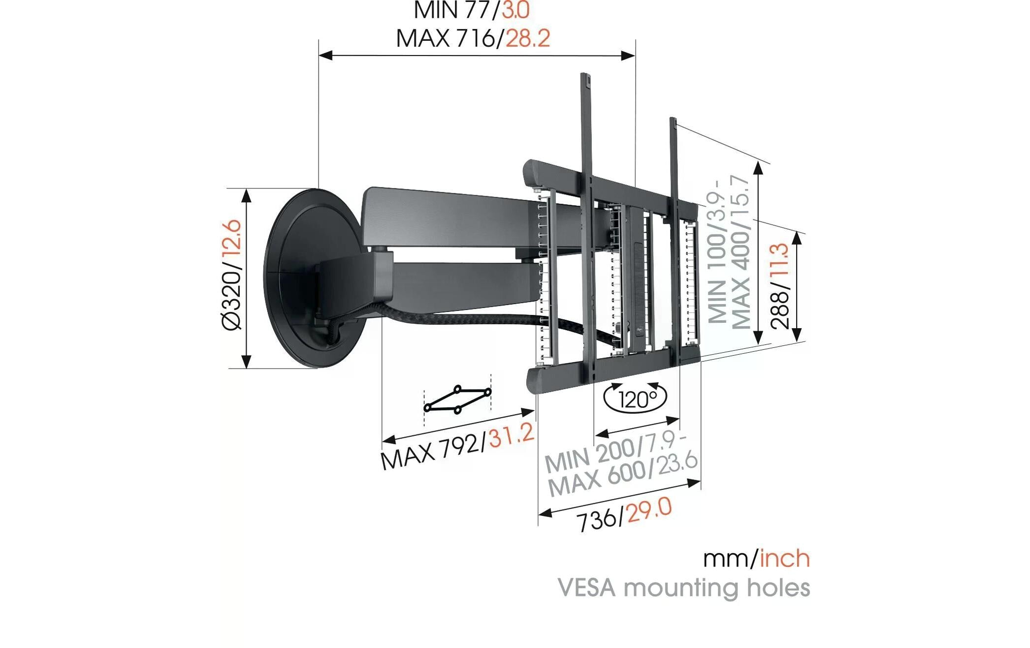 Vogel's Wandhalterung TVM 7675 Schwarz