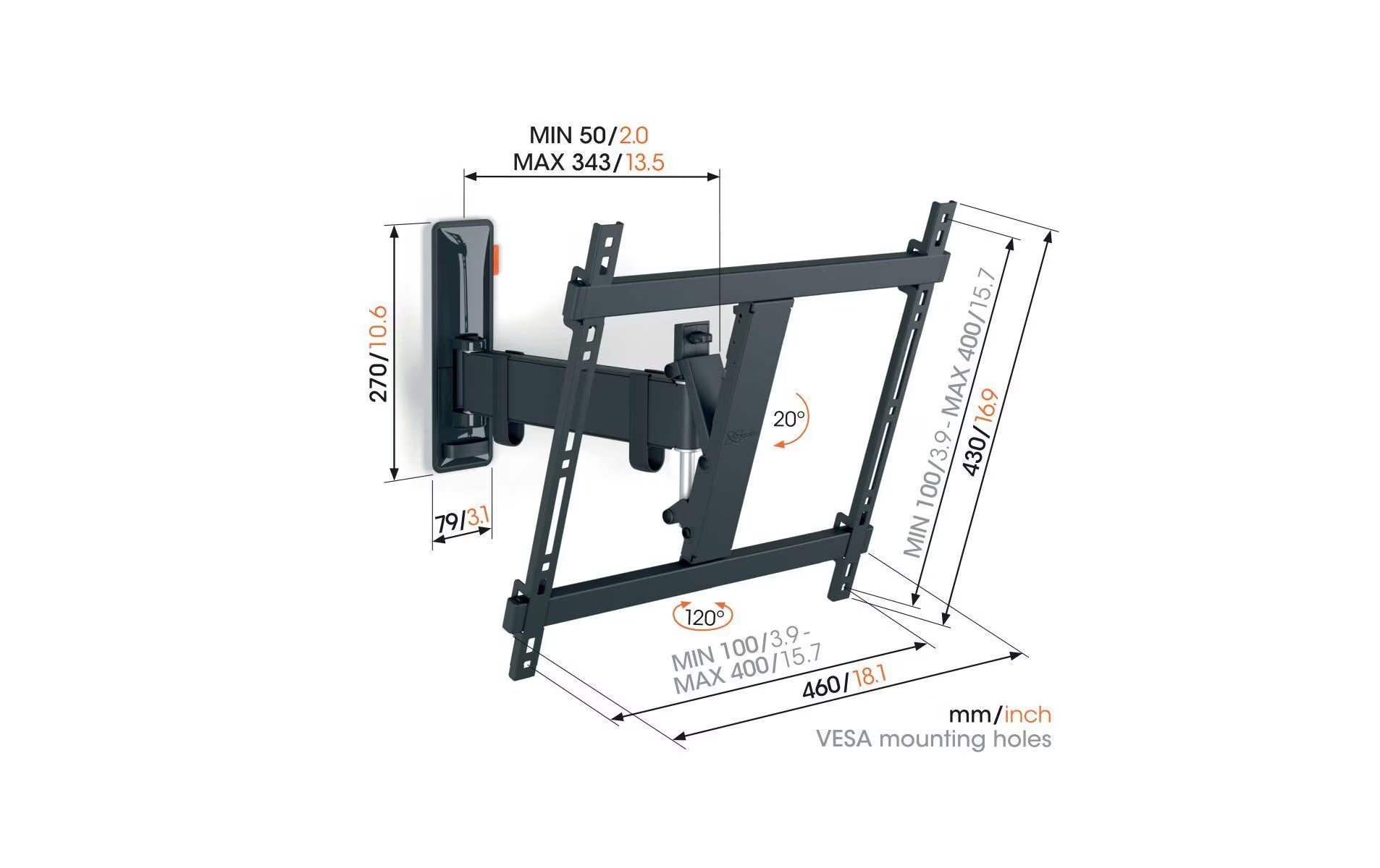Vogel's Wandhalterung TVM 3425 Schwarz