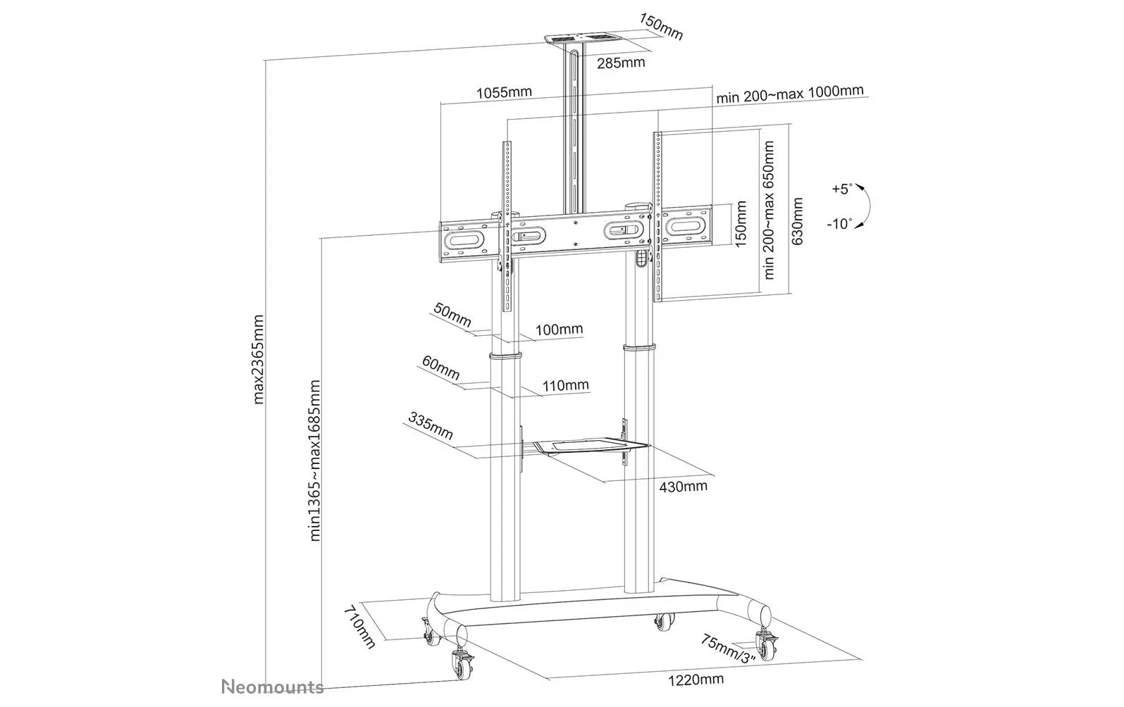 NEOMOUNTS TV-Trolley PLASMA-M1950E Schwarz