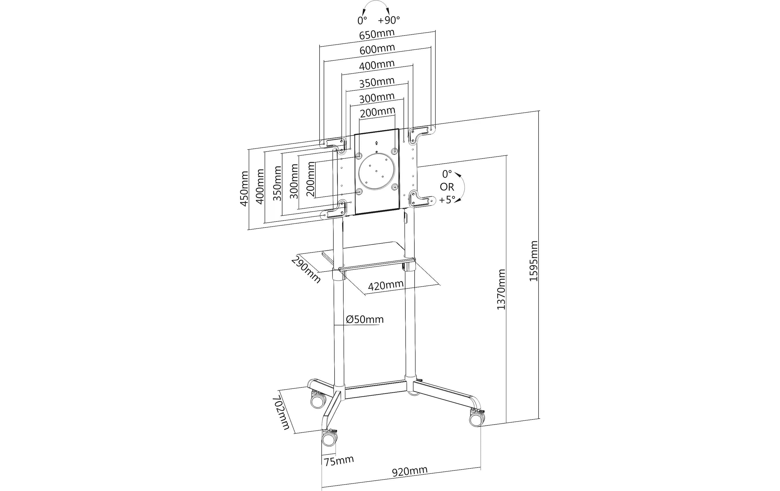 PureMounts TV-Trolley PM-CART-80W Weiss