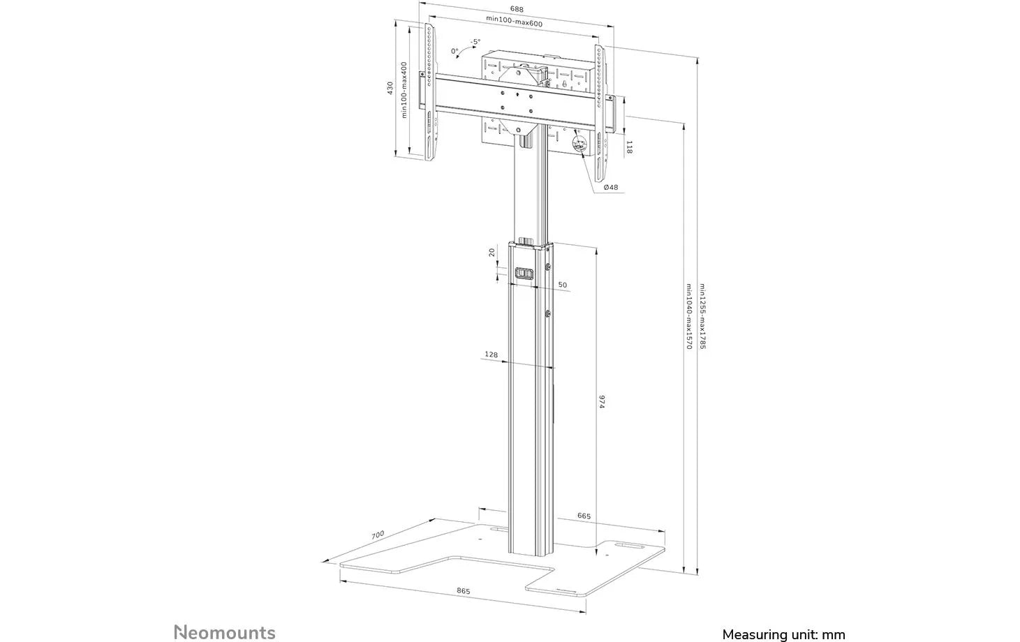 NEOMOUNTS Standfuss MOVE Up FL45S-825BL1 Schwarz