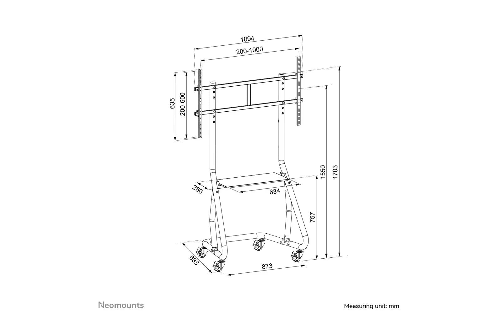 NEOMOUNTS TV-Trolley NS-M3800 Schwarz