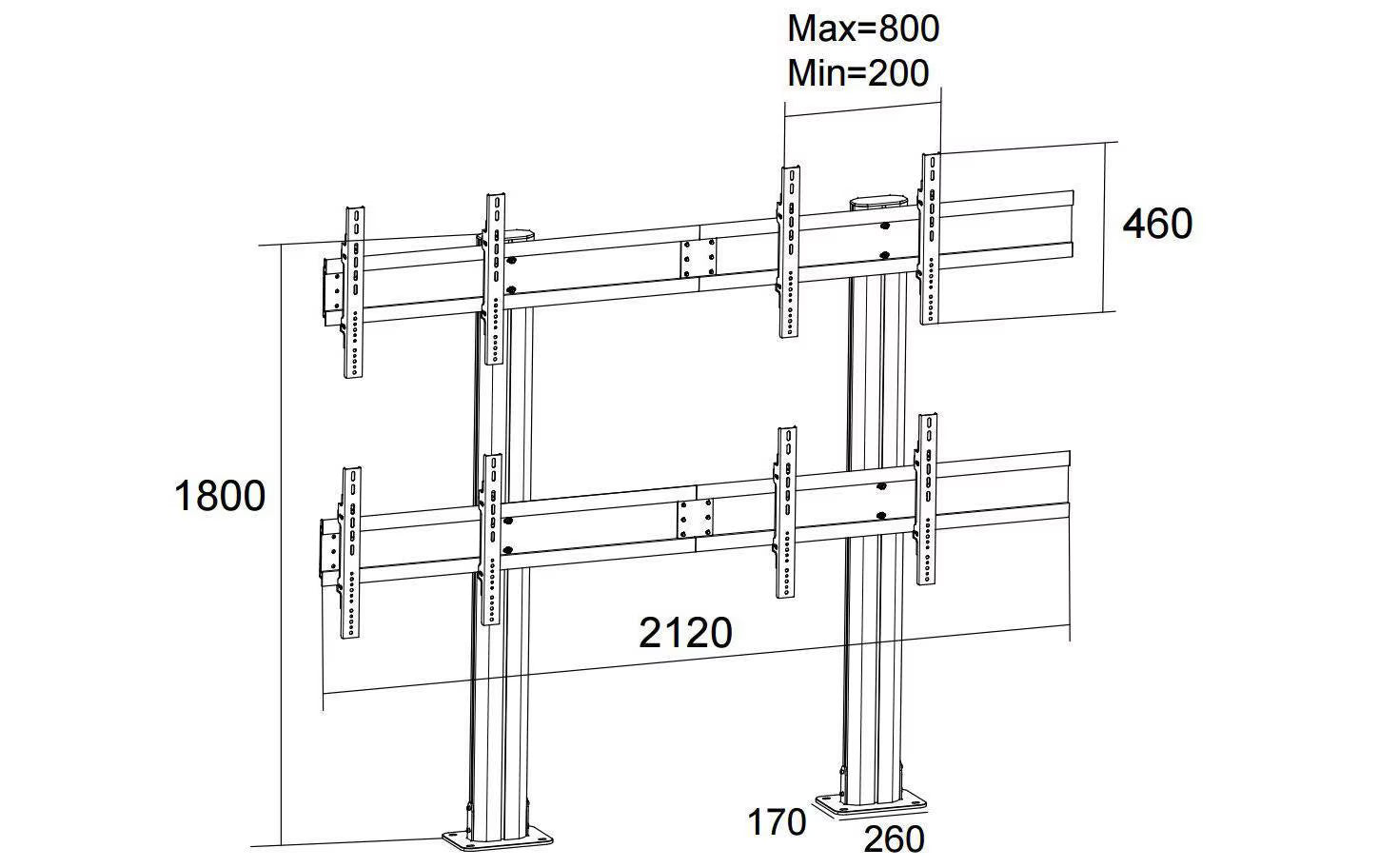 Multibrackets TV-Trolley Video Wall Stand 4-Screens 9710 Schwarz