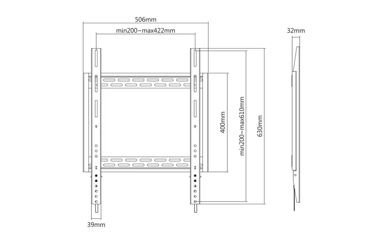 Multibrackets Wandhalterung Universal Wallmount HD P 100 kg 400 x 600