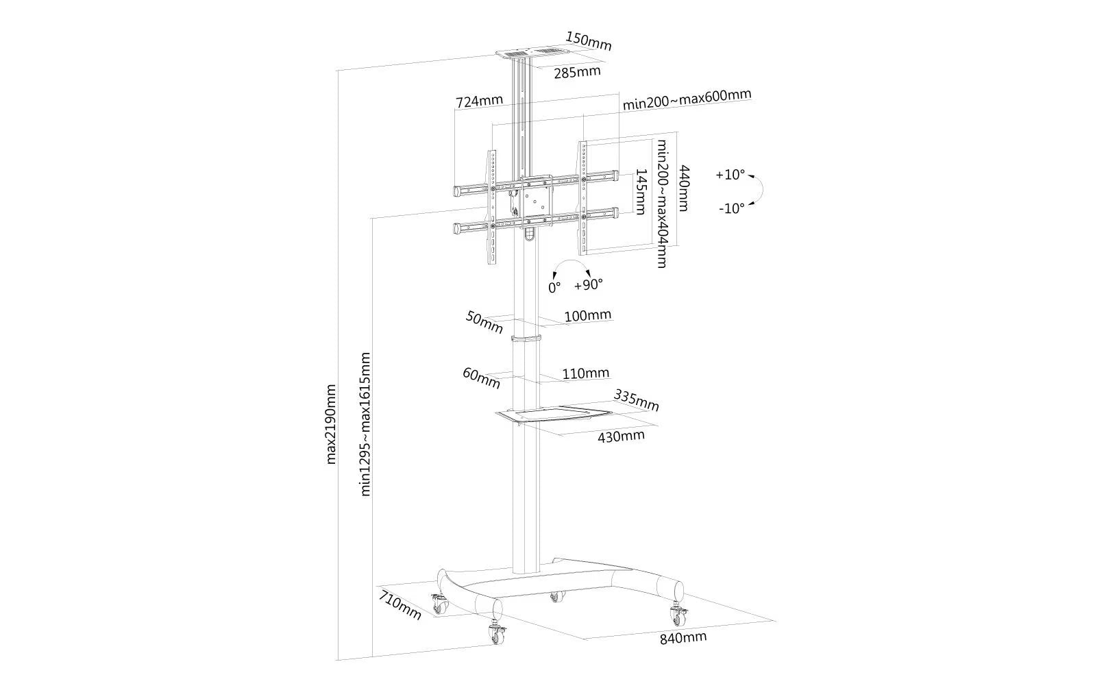 NEOMOUNTS TV-Trolley PLASMA-M1900E Schwarz