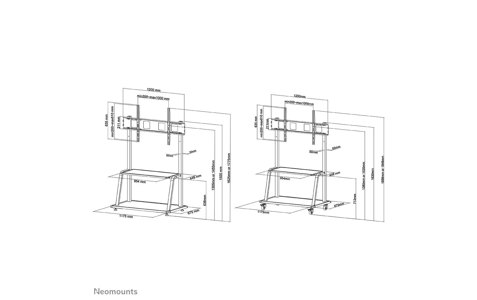 NEOMOUNTS TV-Trolley NS-M4000BLACK Schwarz