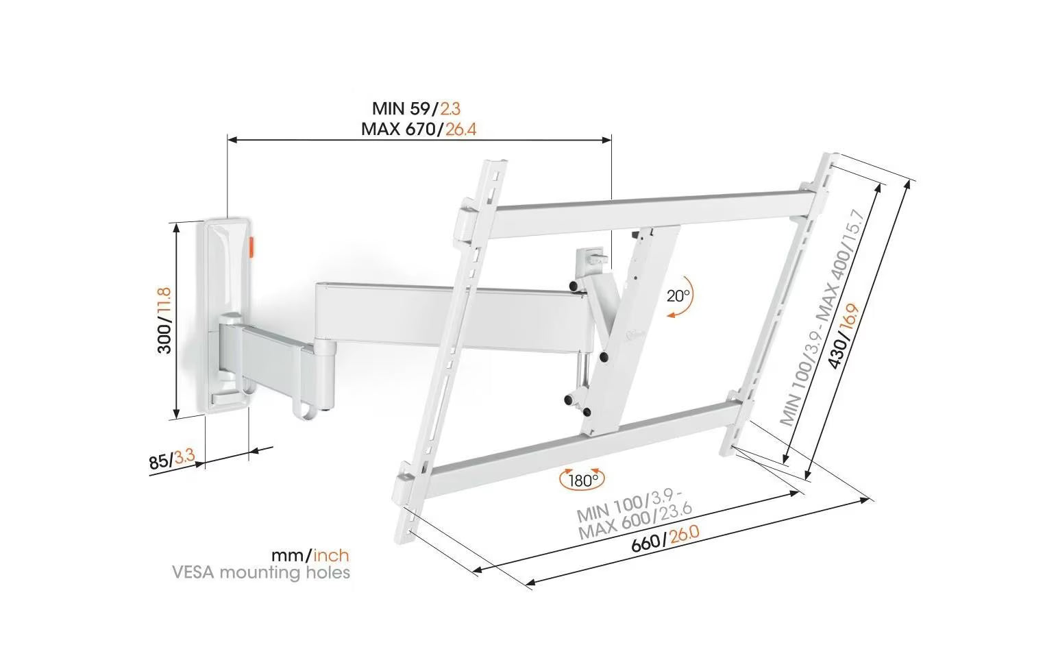 Vogel's Wandhalterung TVM 3645 Weiss