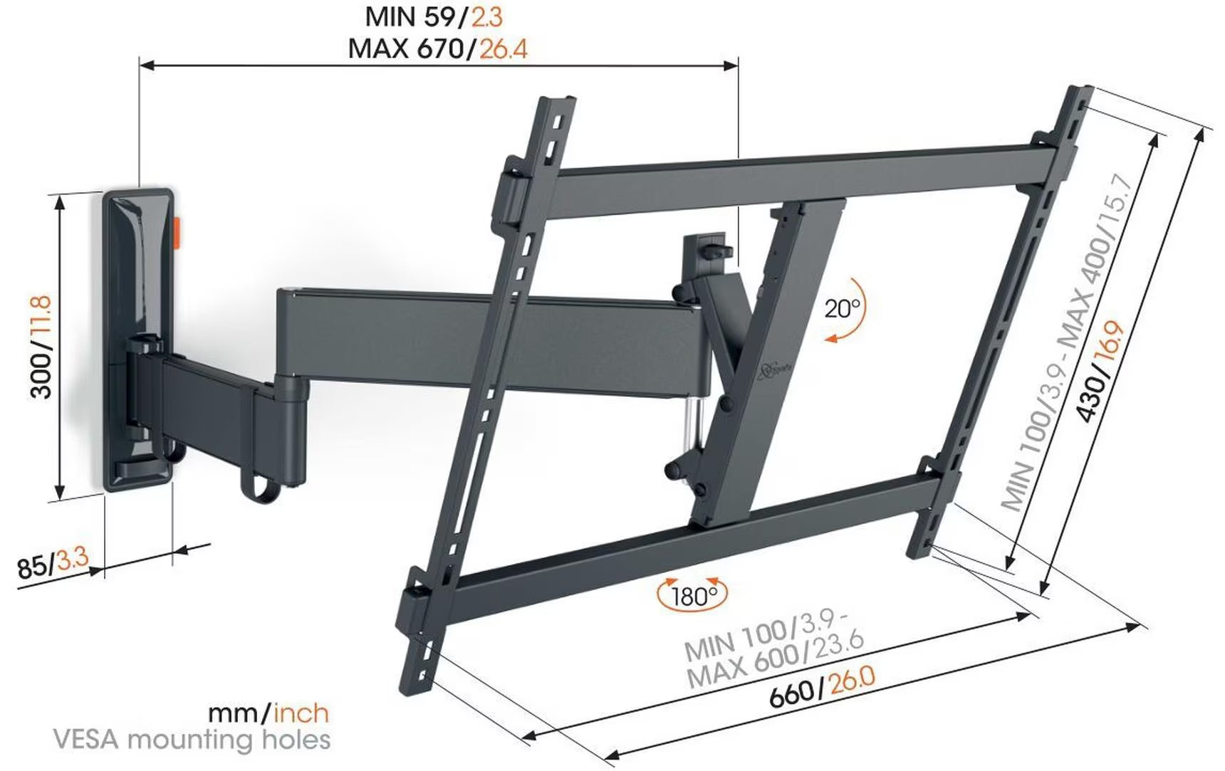 Vogel's Wandhalterung TVM 3645 Schwarz