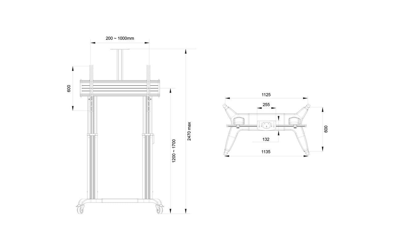 Multibrackets TV-Trolley M Motorized Public Dual Pillar 180 HD Schwarz
