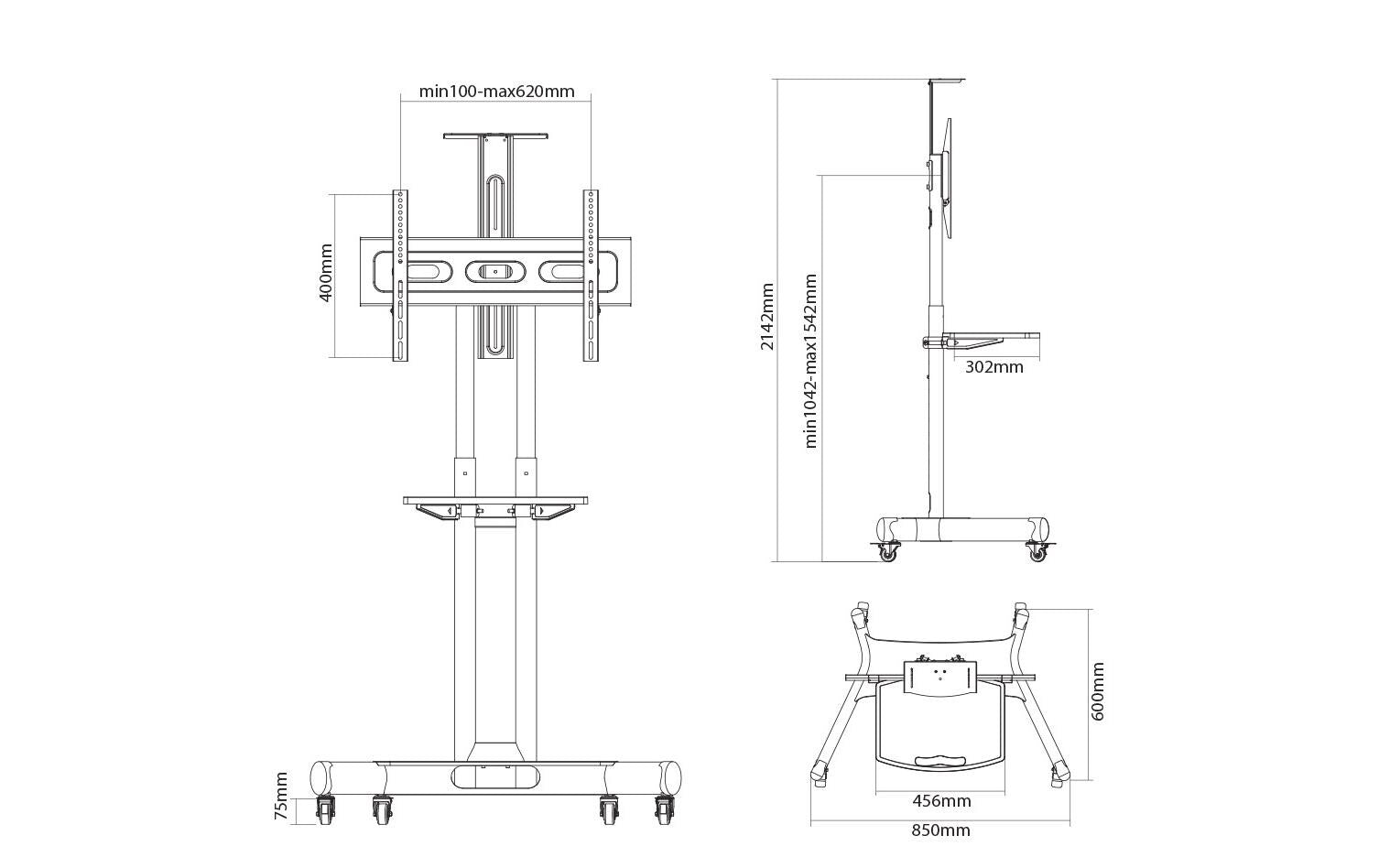 NEOMOUNTS TV-Trolley NM-M1700 Schwarz
