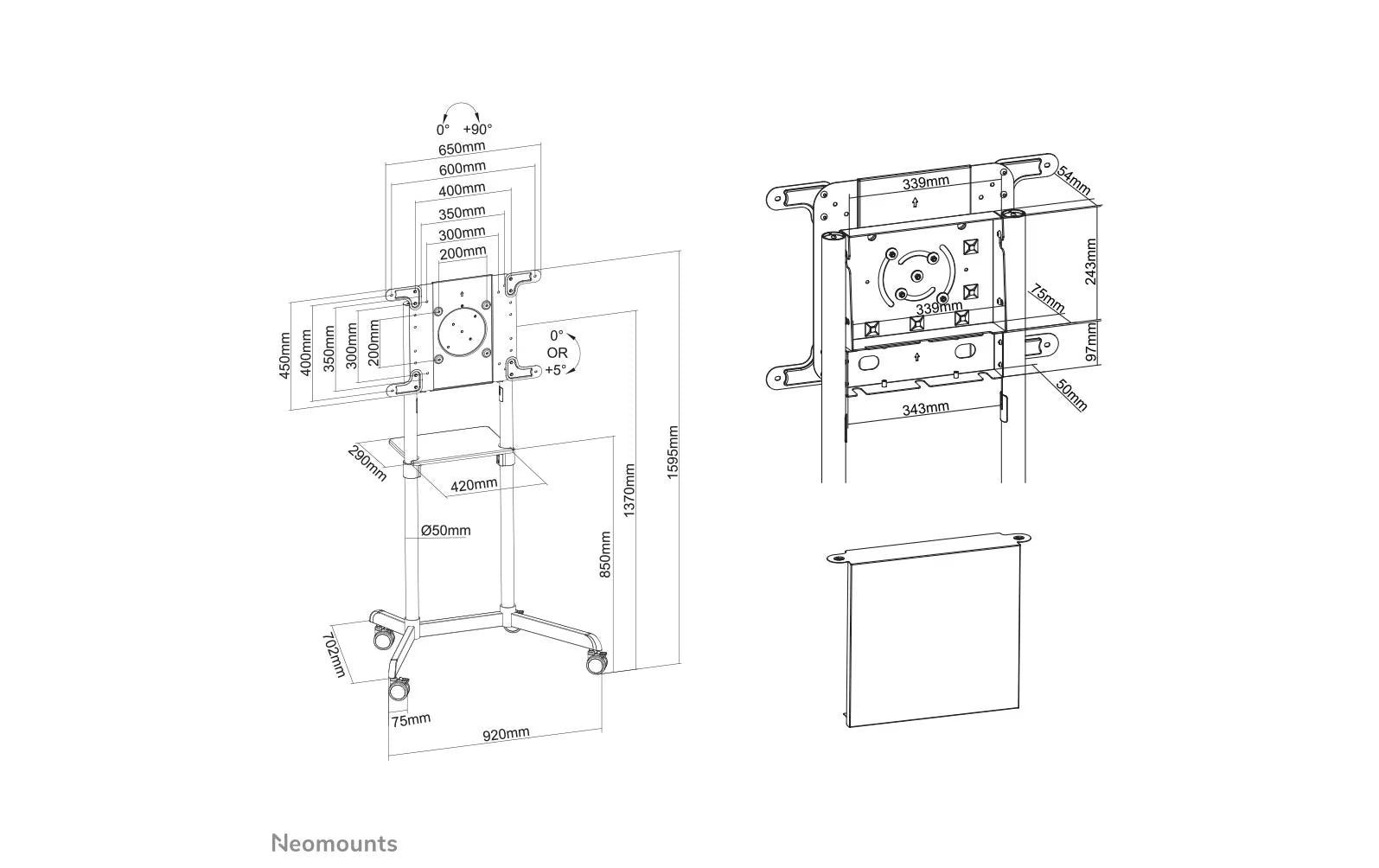 NEOMOUNTS TV-Trolley NS-M1250 Weiss