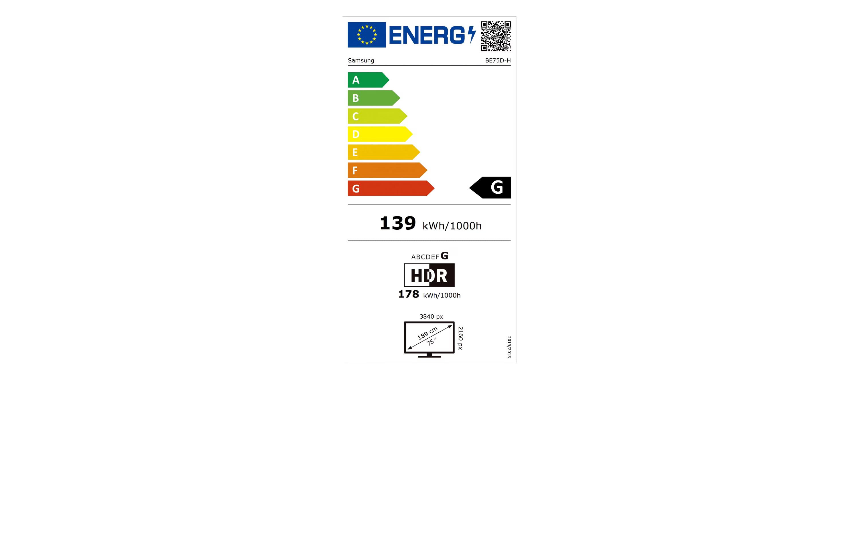 Samsung Public Display BE75D-H 75 "