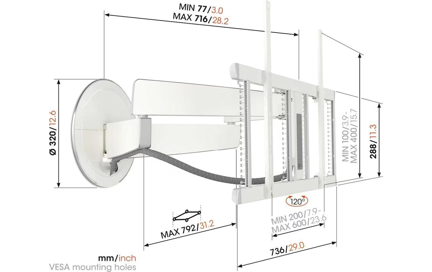Vogel's Wandhalterung TVM 7655 Weiss
