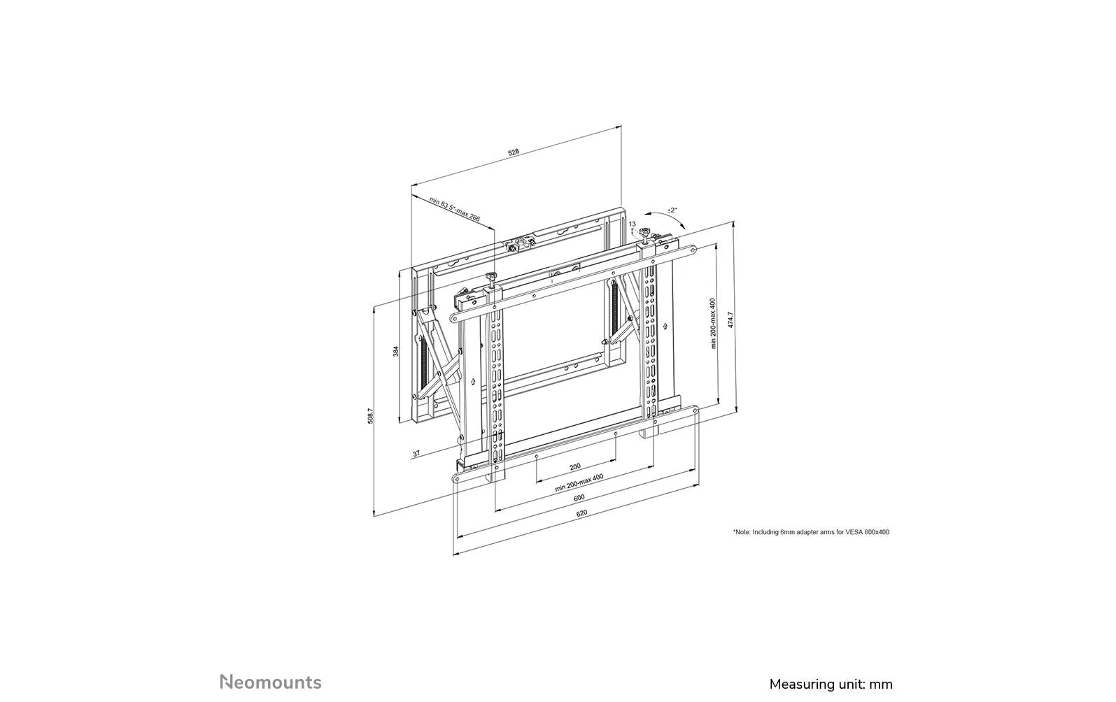 NEOMOUNTS Wandhalterung WL95-800BL1 Schwarz