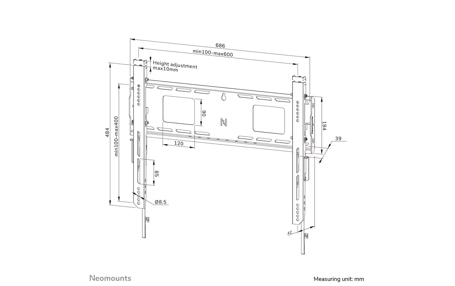 NEOMOUNTS Wandhalterung LEVEL-750, VESA 400 x 400 Schwarz