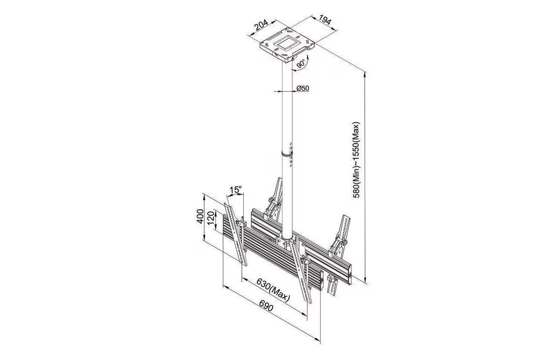 Multibrackets Deckenhalterung MBC1UX2 Professional