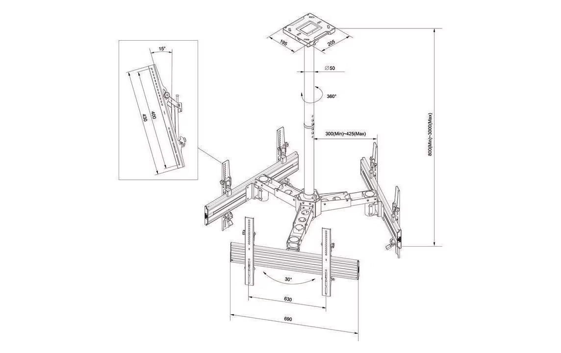 Multibrackets Deckenhalterung MBC3U Professional