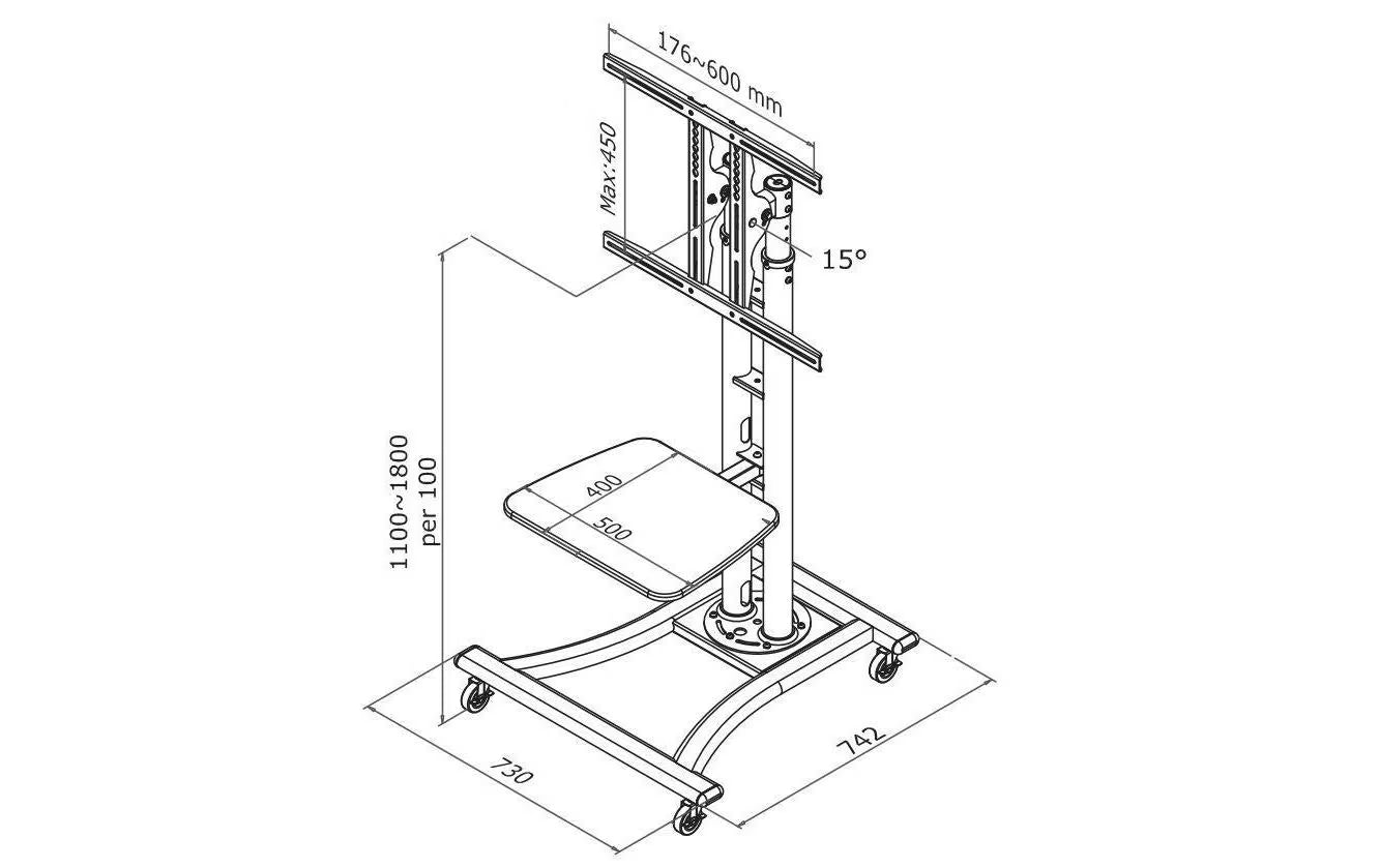 NEOMOUNTS TV-Trolley PLASMA-M1800E Silber